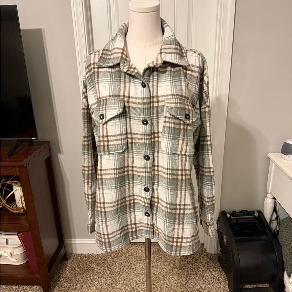 Pink Lily Plaid Button-Up Women's Shacket